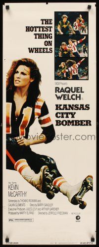 8w300 KANSAS CITY BOMBER insert '72 sexy roller derby girl Raquel Welch, hottest thing on wheels!