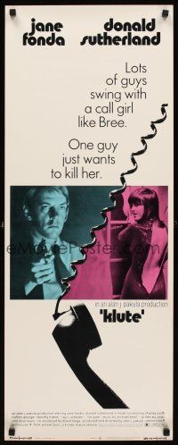 8w304 KLUTE insert '71 Donald Sutherland helps intended murder victim & call girl Jane Fonda!