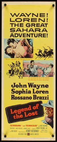 8w309 LEGEND OF THE LOST insert '57 romantic art of John Wayne tangling with sexiest Sophia Loren!