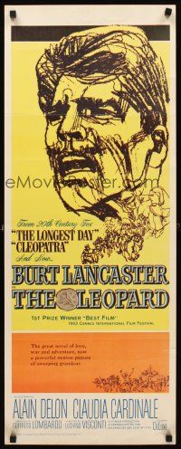 8w310 LEOPARD insert '63 Luchino Visconti's Il Gattopardo, cool art of Burt Lancaster!