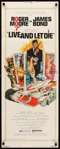 8w314 LIVE & LET DIE insert '73 art of Roger Moore as James Bond by Robert McGinnis!