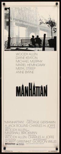 8w017 MANHATTAN style B insert '79 classic image of Woody Allen & Diane Keaton by Brooklyn bridge!
