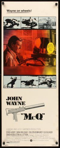 8w331 McQ insert '74 John Sturges, John Wayne is a busted cop with an unlicensed gun!