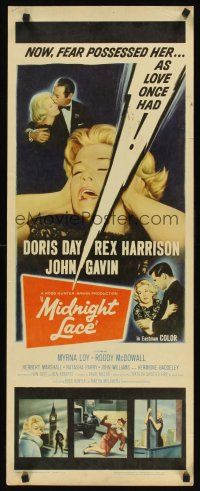 8w335 MIDNIGHT LACE insert '60 Rex Harrison, John Gavin, fear possessed Doris Day as love once had!
