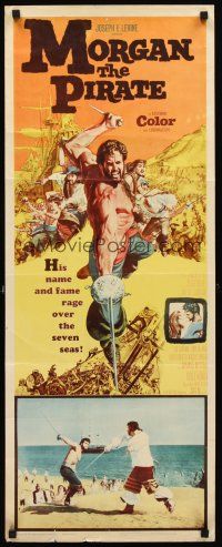 8w344 MORGAN THE PIRATE insert '61 Morgan il pirate, art of barechested swashbuckler Steve Reeves!