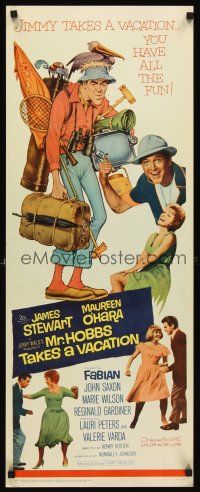 8w347 MR. HOBBS TAKES A VACATION insert '62 great wacky artwork of tourist Jimmy Stewart!