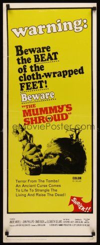 8w349 MUMMY'S SHROUD insert '67 Hammer horror, beware the beat of the cloth-wrapped feet!
