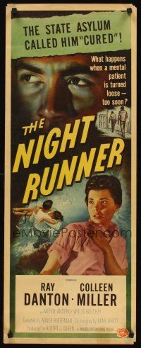 8w358 NIGHT RUNNER insert '57 released mental patient Ray Danton romances pretty Colleen Miller!