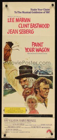 8w375 PAINT YOUR WAGON insert '69 art of Clint Eastwood, Lee Marvin & pretty Jean Seberg!