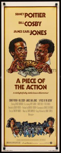 8w389 PIECE OF THE ACTION insert '77 great Drew Struzan art of Sidney Poitier & Bill Cosby!