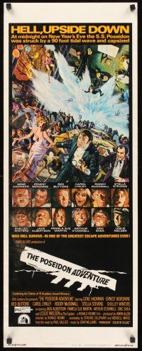 8w397 POSEIDON ADVENTURE insert '72 art of Gene Hackman & Stella Stevens escaping by Mort Kunstler!