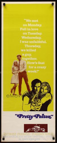 8w401 PRETTY POISON insert '68 cool artwork of Anthony Perkins & psycho Tuesday Weld!