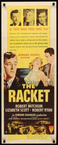 8w413 RACKET insert '51 Robert Ryan grabs sexy Lizabeth Scott, Robert Mitchum, Howard Hughes!