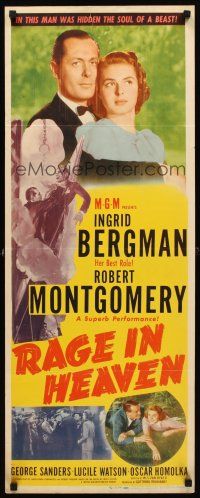 8w414 RAGE IN HEAVEN insert R46 Ingrid Bergman between Robert Montgomery & George Sanders!