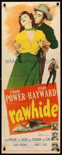 8w420 RAWHIDE insert '51 Tyrone Power & pretty Susan Hayward in western action!