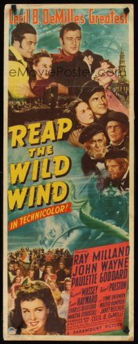 8w423 REAP THE WILD WIND insert '42 John Wayne, Ray Milland, sexy Paulette Goddard!