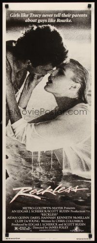 8w425 RECKLESS insert '84 great image of Aidan Quinn kissing super sexy wet Daryl Hannah!