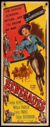8w427 RENEGADES insert '46 full-length Evelyn Keyes with her gun in her hand, Larry Parks!