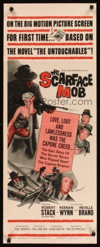 8w446 SCARFACE MOB insert '62 sexy Barbara Nichols, Robert Stack as Eliot Ness!