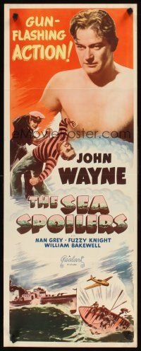 8w447 SEA SPOILERS insert R48 barechested Coast Guard he-man John Wayne, Nan Grey!