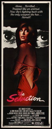 8w449 SEDUCTION insert '82 super sexy half-dressed Morgan Fairchild, trapped like an animal!