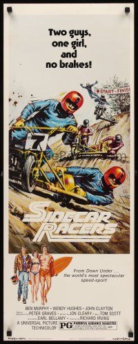 8w456 SIDECAR RACERS insert '75 motorcycle racing from Down Under, two guys, one girl, no brakes!
