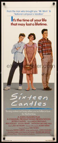 8w463 SIXTEEN CANDLES insert '84 Molly Ringwald, Anthony Michael Hall, John Hughes directed!