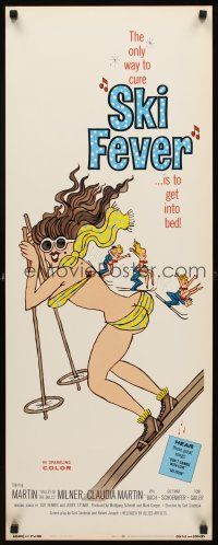 8w464 SKI FEVER insert '68 Curt Siodmak directed, Martin Milner, sexy art of bikini clad skier!