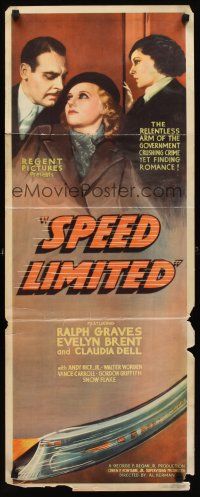 8w478 SPEED LIMITED insert '35 Ralph Graves, Evelyn Brent, wonderful art of train!