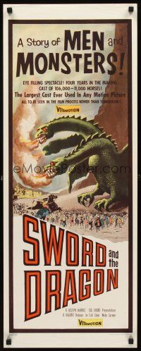 8w515 SWORD & THE DRAGON insert '60 cool fantasy art of three-headed winged monster attacking!