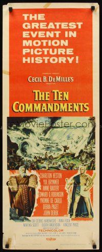 8w526 TEN COMMANDMENTS insert '56 Cecil B. DeMille classic starring Charlton Heston & Yul Brynner!