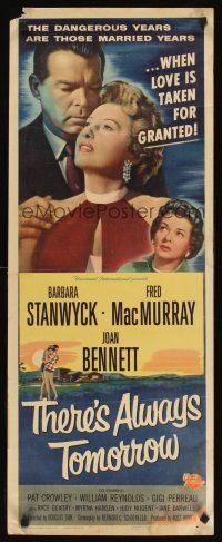 8w533 THERE'S ALWAYS TOMORROW insert '56 Fred MacMurray torn between Stanwyck & Joan Bennett!