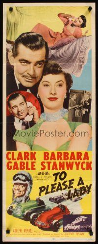 8w545 TO PLEASE A LADY insert '50 race car driver Clark Gable & sexy Barbara Stanwyck!