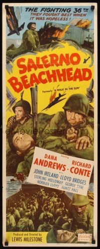 8w574 WALK IN THE SUN insert R51 Dana Andrews & Richard Conte in WWII, Salerno Beachhead!