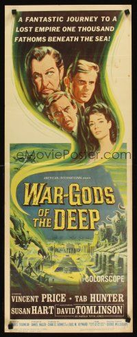 8w577 WAR-GODS OF THE DEEP insert '65 Vincent Price, Jacques Tourneur underwater sci-fi!
