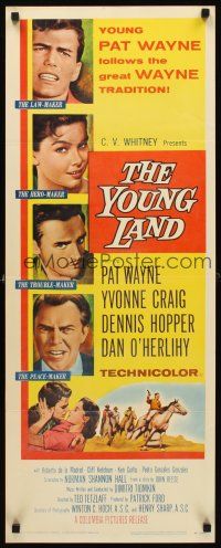 8w610 YOUNG LAND insert '58 Patrick Wayne, Yvonne Craig, Dennis Hopper, western cowboy art!