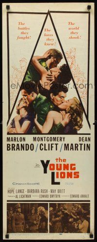 8w611 YOUNG LIONS insert '58 art of Nazi Marlon Brando, Dean Martin & Montgomery Clift!