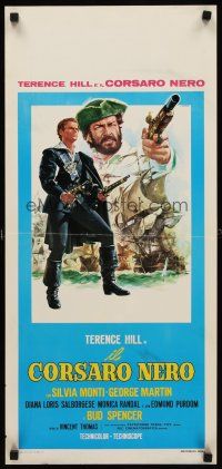 8w635 BLACKIE THE PIRATE Italian locandina '71 cool art of Terence Hill & Bud Spencer by Casaro!