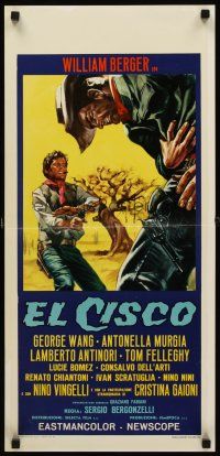 8w649 CISCO Italian locandina '66 William Berger, George Wang, western gunfighter art!