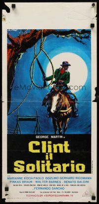 8w650 CLINT THE STRANGER Italian locandina '67 art of cowboy George Martin in title role & noose!