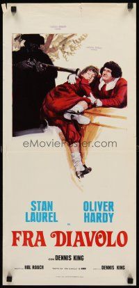 8w665 DEVIL'S BROTHER Italian locandina R70s Hal Roach, art of Stan Laurel & Oliver Hardy in peril!