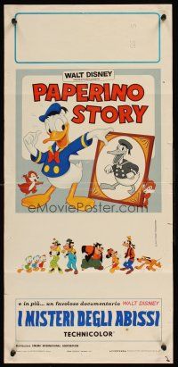 8w670 STORY OF DONALD DUCK/MYSTERIES OF THE DEEP Italian locandina '71 Disney characters!