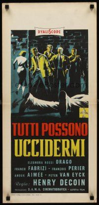 8w676 EVERYBODY WANTS TO KILL ME Italian locandina '57 Peter Van Eyck, Symeoni artwork!