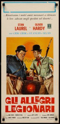 8w734 GLI ALLEGRI LEGIONARI Italian locandina '70 art of Stan Laurel & Oliver Hardy w/dynamite!