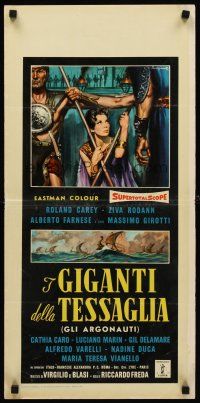 8w685 GIANTS OF THESSALY Italian locandina '61 art of woman & guards by Gasparri!