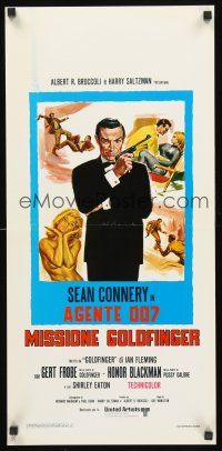 8w687 GOLDFINGER Italian locandina R70s cool art of Sean Connery as James Bond 007!