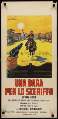 8w708 LONE & ANGRY MAN Italian locandina '65 cool spaghetti western action artwork!
