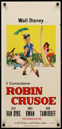 8w711 LT. ROBIN CRUSOE, U.S.N. Italian locandina '66 Disney, cool art of Dick Van Dyke, Kwan!
