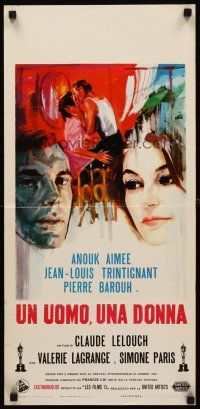 8w716 MAN & A WOMAN Italian locandina '66 Claude Lelouch's Un homme et une femme, Anouk Aimee!