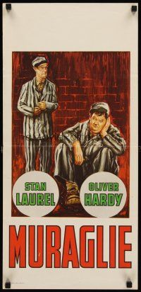 8w733 PARDON US Italian locandina R65 great art of convicts Stan Laurel & Oliver Hardy!